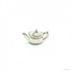 Чайник с крышкой серебряный, миниатюра 1:12