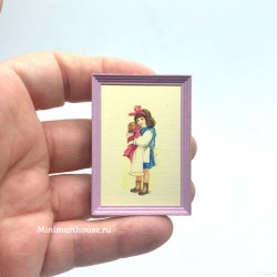 Постер, Девочка с собачкой, кукольная миниатюра 1:12