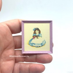 Постер, Девочка с игрушкой, кукольная миниатюра 1:12