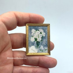 Постер Белые розы, кукольная миниатюра 1:12