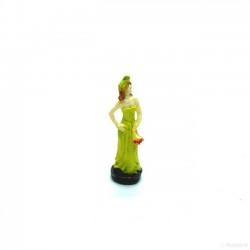 Статуэтка Модная леди в зеленом платье с веером, миниатюра 1:!2