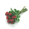Роза красная с листьями, кукольная миниатюра, масштаб 1:12
