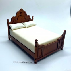 Кровать, кукольная миниатюра 1:12