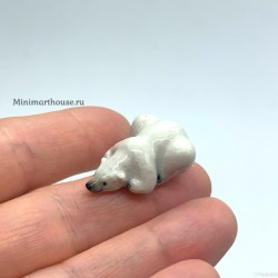 Фигурка белый медведь, кукольная миниатюра 1:12