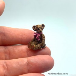 Статуэтка Мишка с розовым бантиком, миниатюра 1:12
