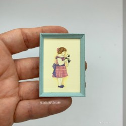 Девочка в сарафане с щенком, постер, миниатюра