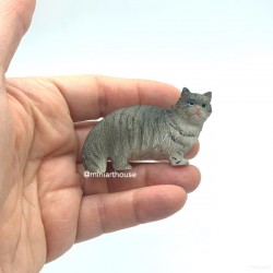 Кот серый, кукольная миниатюра 1:12