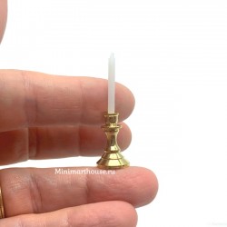 Подсвечник, золотой со свечой, миниатюра 1:12