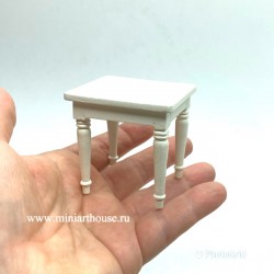 Столик белый, кукольная миниатюра 1:12