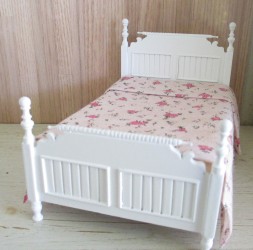 Кровать Bed -Single white миниатюра 1:12